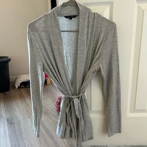 Banana Republic Gray Open Front Cardigan with Tie